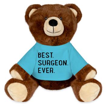 Best surgeon - MiniFeet® RecycelBär® Teddy Bear Brown - atoll blue - Front
