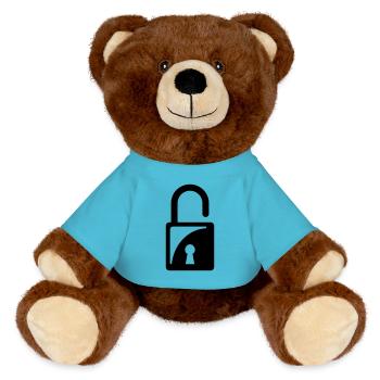 Lock padlock - MiniFeet® RecycelBär® Teddy Bear Brown - atoll blue - Front