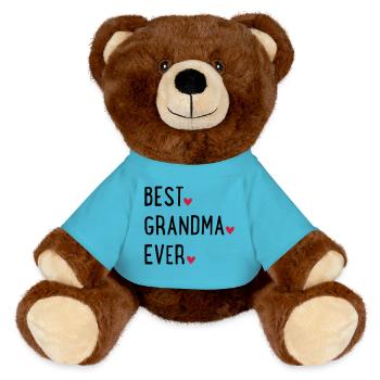 Granny - MiniFeet® RecycelBär® Teddy Bear Brown - atoll blue - Front