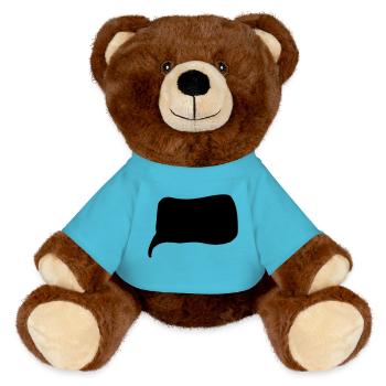 speech bubble - MiniFeet® RecycelBär® Teddy Bear Brown - atoll blue - Front