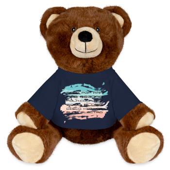 Musikstile. Design im abstrakten Stil. - MiniFeet® RecycelBär® Braun - French Navy - Vorne