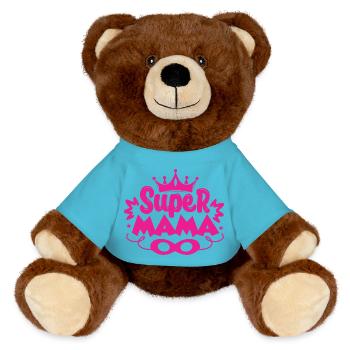 Super maman - Nounours RecycelBär® marron - bleu outremer - Devant