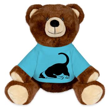 Sleeping cat - MiniFeet® RecycelBär® Teddy Bear Brown - atoll blue - Front