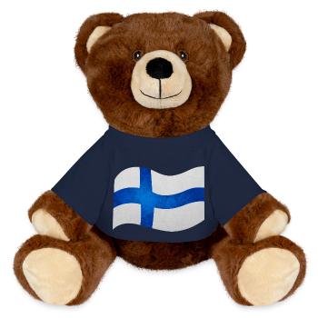 Carte/Drapeau de la Finlande - Nounours RecycelBär® marron - bleu marine - Devant