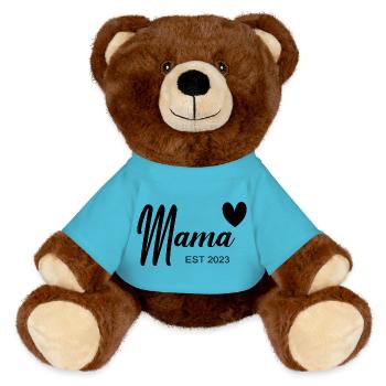 Promoted to Mommy - MiniFeet® RecycelBär® Braun - Atollblau - Vorne
