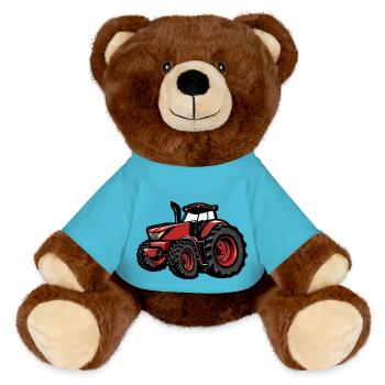 Neuer Roter Traktor - MiniFeet® RecycelBär® Braun - Atollblau - Vorne