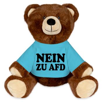 No to afd - MiniFeet® RecycelBär® Teddy Bear Brown - atoll blue - Front