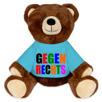 Gegen rechts - MiniFeet® RecycelBär® Braun - Atollblau - Vorne