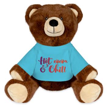 Hot Cocoa Chill Cocoa Chocolate Christmas xmas - MiniFeet® RecycelBär® Teddy Bear Brown - atoll blue - Front