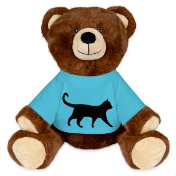 Katze schwarz Silhouette - MiniFeet® RecycelBär® Braun - Atollblau - Vorne