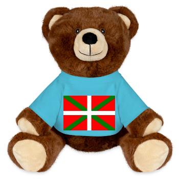 Basque flag - MiniFeet® RecycelBär® Teddy Bear Brown - atoll blue - Front