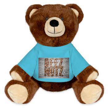 Deez Nutz Graffiti - MiniFeet® RecycelBär® Braun - Atollblau - Vorne