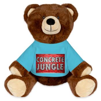 Graffiti de mur de briques de la jungle en béton - Nounours RecycelBär® marron - bleu outremer - Devant