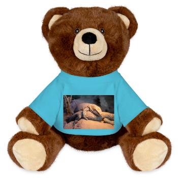 Mexican beaded lizard (Skorpion-Krustenechse) - MiniFeet® RecycelBär® Teddy Bear Brown - atoll blue - Front