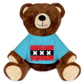 Amsterdam - MiniFeet® RecycelBär® Teddy Bear Brown - atoll blue - Front