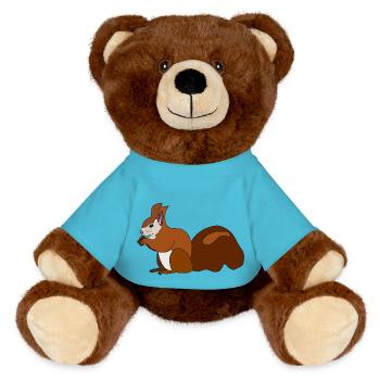 Squirrel with nut - MiniFeet® RecycelBär® Teddy Bear Brown - atoll blue - Front