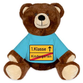 erste klasse - MiniFeet® RecycelBär® Braun - Atollblau - Vorne