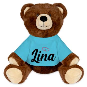 Nom de Lina - Nounours RecycelBär® marron - bleu outremer - Devant