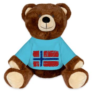 Norway Flag - Vintage Look - Nounours RecycelBär® marron - bleu outremer - Devant