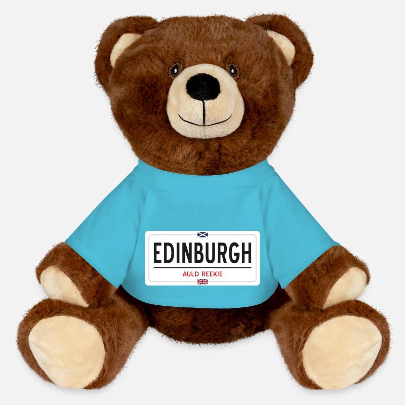 Edinburgh town sign - MiniFeet® RecycelBär® Teddy Bear Brown - atoll blue