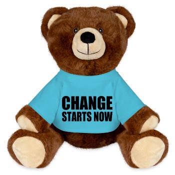 change starts now - MiniFeet® RecycelBär® Braun - Atollblau - Vorne