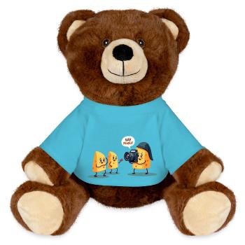 Sagen Menschen - MiniFeet® RecycelBär® Braun - Atollblau - Vorne