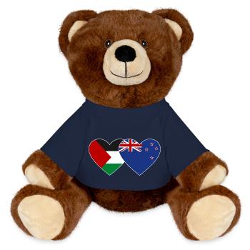 Palestine New Zealand Flag Heart - MiniFeet® RecycelBär® Teddy Bear Brown - french navy - Front
