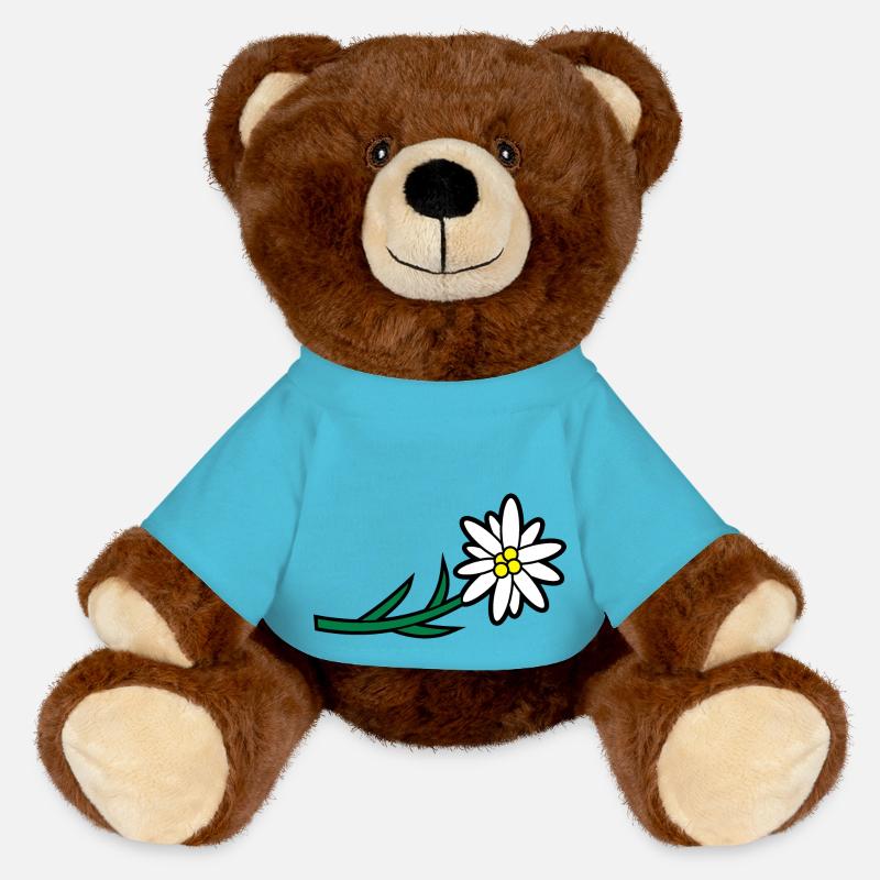 Blumen und Kräuter: Edelweiss - MiniFeet® RecycelBär® Teddy Bear Brown - atoll blue