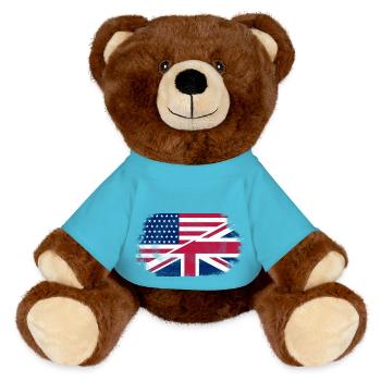 USA - Union Jack Flag - MiniFeet® RecycelBär® Teddy Bear Brown - atoll blue - Front