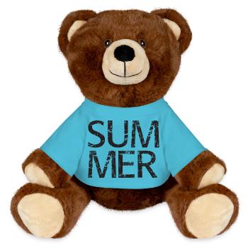 BUZZER - MiniFeet® RecycelBär® Teddy Bear Brown - atoll blue - Front