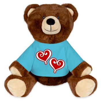 Icône en forme de cœur - Nounours RecycelBär® marron - bleu outremer - Devant