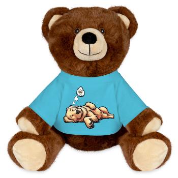 Golden Retriever Goldie Goldiebesitzer Goldies - MiniFeet® RecycelBär® Braun - Atollblau - Vorne