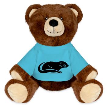 Silhouette moderne de vison comme design de t-shirt - Nounours RecycelBär® marron - bleu outremer - Devant