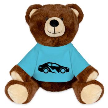 E-Auto Elektroauto - MiniFeet® RecycelBär® Braun - Atollblau - Vorne