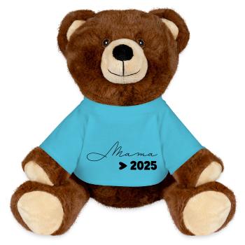 Mama 2025 - MiniFeet® RecycelBär® Braun - Atollblau - Vorne