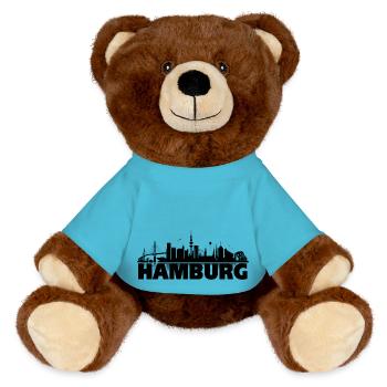 Hamburg 04 - MiniFeet® RecycelBär® Teddy Bear Brown - atoll blue - Front