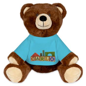 carlo - MiniFeet® RecycelBär® Teddy Bear Brown - atoll blue - Front