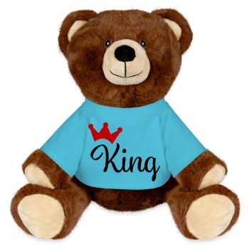 King with Crown - MiniFeet® RecycelBär® Teddy Bear Brown - atoll blue - Front