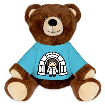 Winter Eskimo Igloo - MiniFeet® RecycelBär® Teddy Bear Brown - atoll blue - Front