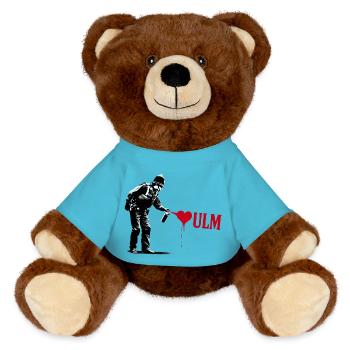 policier aime Ulm policier StreetArt - Nounours RecycelBär® marron - bleu outremer - Devant