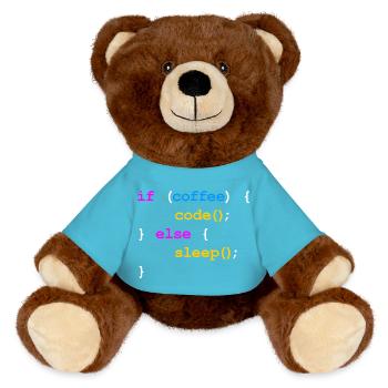 Kein Kaffee Kein Code Programmierer Informatiker - MiniFeet® RecycelBär® Braun - Atollblau - Vorne