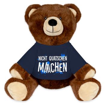 Nicht quatschen – Machen - MiniFeet® RecycelBär® Braun - French Navy - Vorne