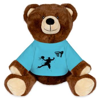 baketballer dunking II - MiniFeet® RecycelBär® Teddy Bear Brown - atoll blue - Front