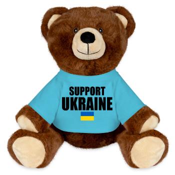 Support ukraine - MiniFeet® RecycelBär® Teddy Bear Brown - atoll blue - Front