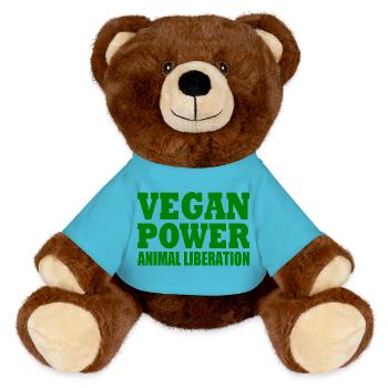 Vegan power animal liberation - MiniFeet® RecycelBär® Braun - Atollblau - Vorne
