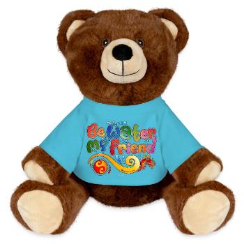 Tribute to Bruce Lee - MiniFeet® RecycelBär® Teddy Bear Brown - atoll blue - Front