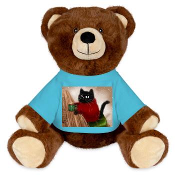 Chat en pull - Nounours RecycelBär® marron - bleu outremer - Devant