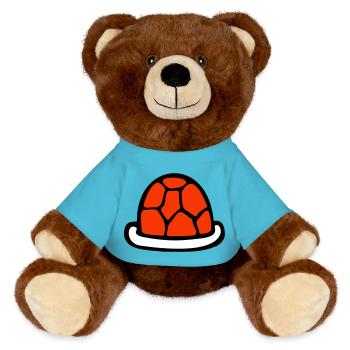 Schildkrötenpanzer ohne Schildkröte süß Panzer - MiniFeet® RecycelBär® Braun - Atollblau - Vorne
