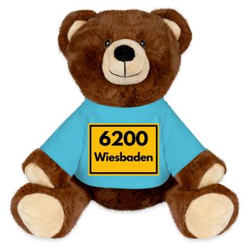 ANCIEN CODE POSTAL RETRO 6200 WIESBADEN - Nounours RecycelBär® marron - bleu outremer - Devant