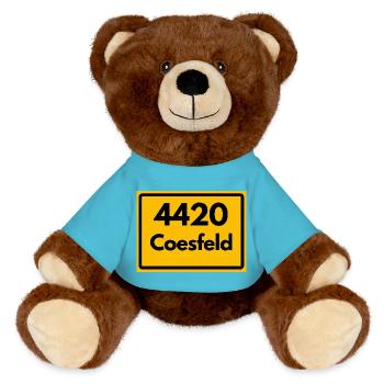 ALTE POSTLEITZAHL PLZ RETRO 4420 COESFELD – NRW - MiniFeet® RecycelBär® Braun - Atollblau - Vorne